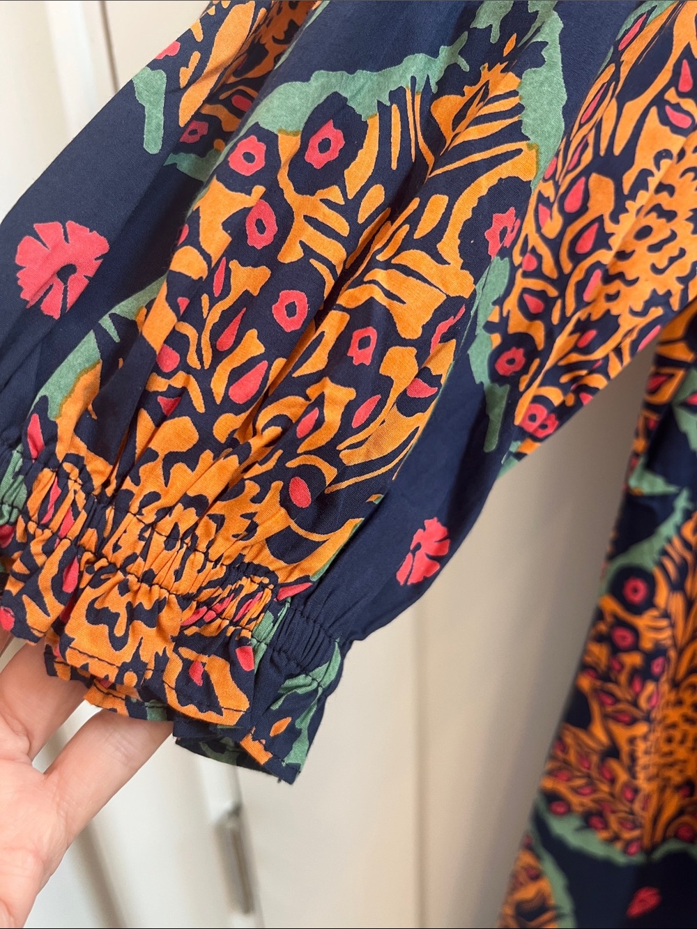 LIVRO Navy Maxi Dress with Orange Print - Picture 3 of 8